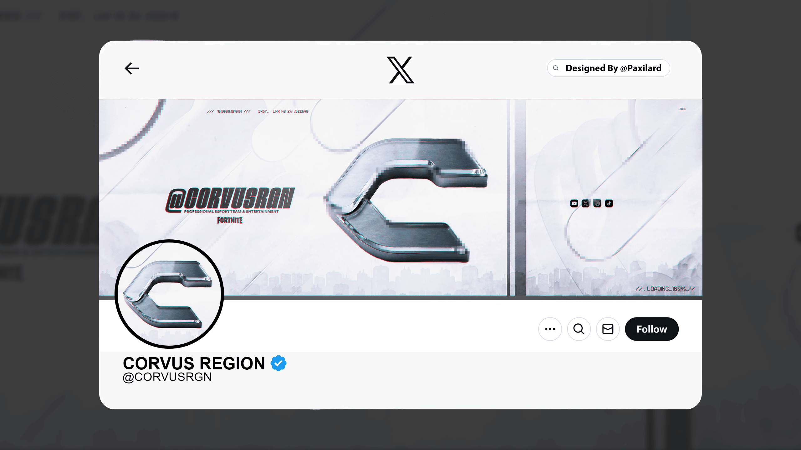 Corvus Region X profile mockup showing the banner and profile picture together