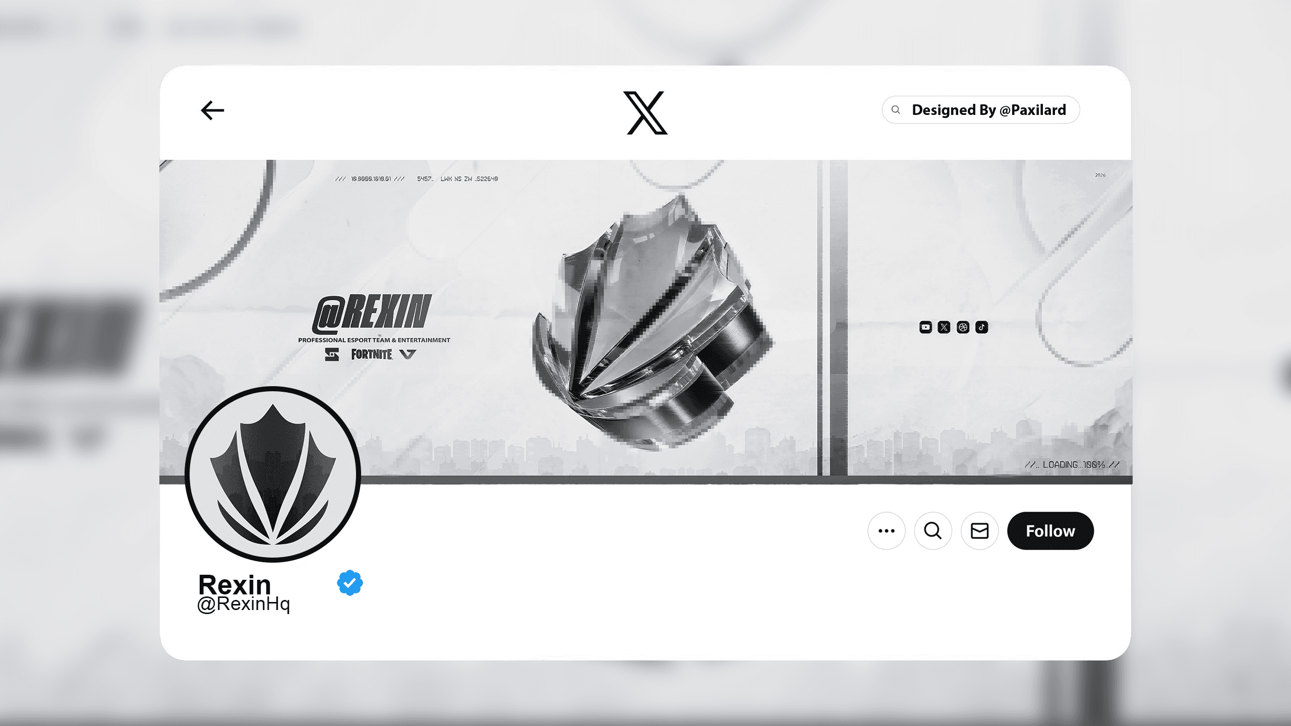 Rexin X profile mockup showing the banner and profile picture together